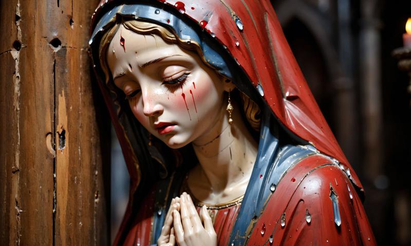 09172-3093974348-_lora_paintedpotterycd_xl-000004_0.3_,a painted wooden sculpture of the crying Virgin Mary with (tears of blood_1.2) on the top.jpg